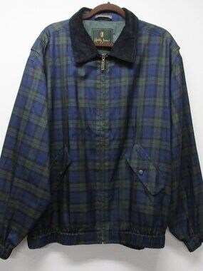 Bobby Jones 100% Sand Washed Silk Water Repellant Blackwatch Plaid Jacket XL